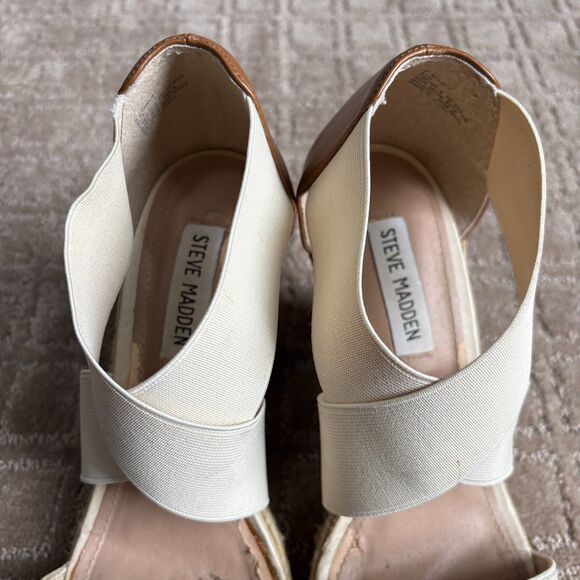 Steve Madden Wedge Platform Sandal Espadrille Women 8.5 Beige Strappy Y2K Summer - Picture 6 of 11